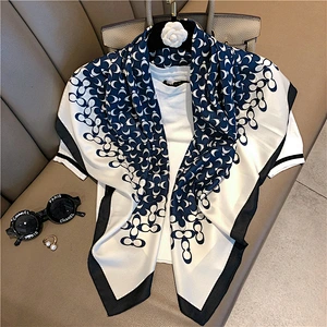 2020 New C Letter Shape Silk Printing 90*90CM Square Silk Scarf Women Wild Scarf Shawl Wholesale