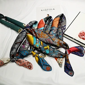 European American New Style 70*70cm Silk Scarf Women'S Small Square Scarf Small Scarf Neck Decoration