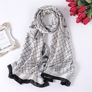 Factory supply new simulation silk scarf fashionable flowers beach sunscreen beach towel air conditioning shawl scarf female