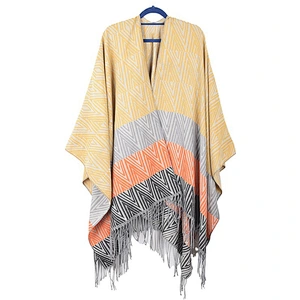 Factory Direct 2020 New Geometric Cloak Shawl European American Fringed Dual-Use Shawl Blanket