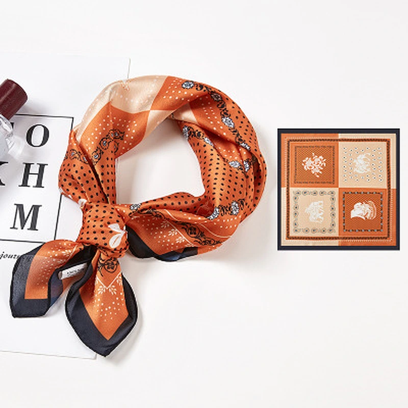 Decorative wave point sunscreenscarf small square scarf colorful  silk square scarf women printed