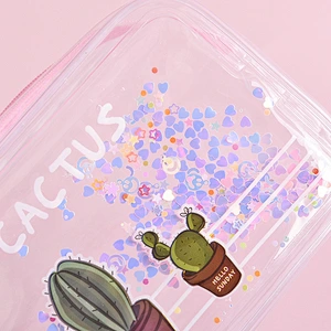 Korean Girl Quicksand Pencil Case Female Ins Simple Creative Sequin Transparent Large Capacity Stationery Bag