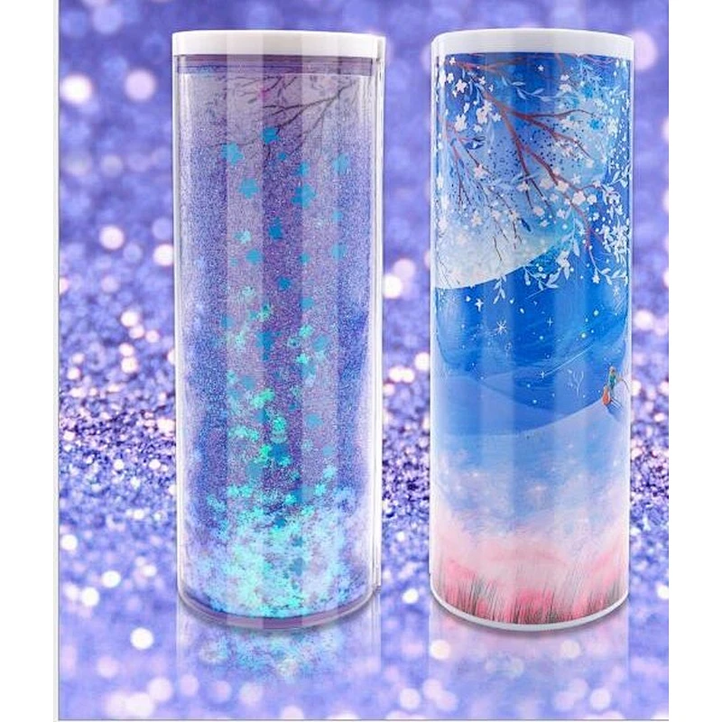 Quicksand Pencil Case Transparent Cylinder Erasable Multifunctional Student Stationery Box