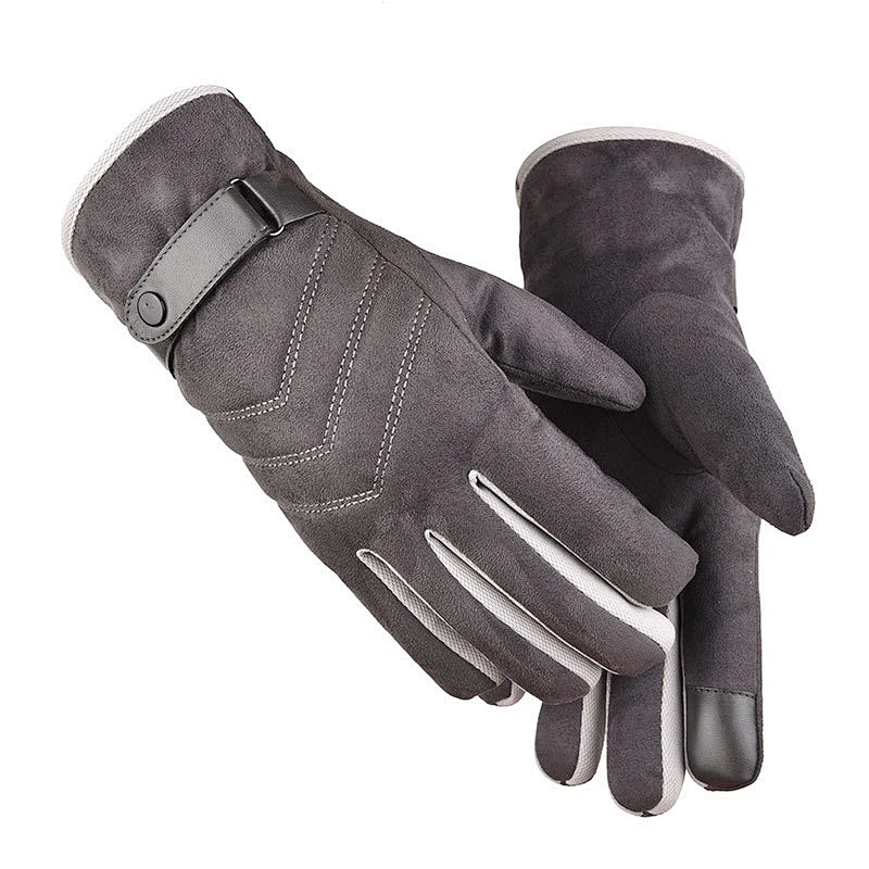 Factory Direct New Winter Men'S Suede Warm Gloves Wholesale Thick Windproof Cycling Gloves