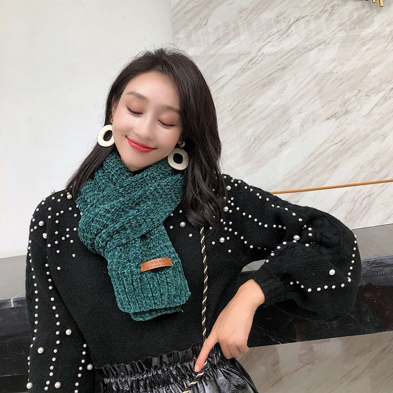 New Autumn Winter Warm Thick Chenille Scarf Female Korean Version Cute Japanese Student Knitted Scarf