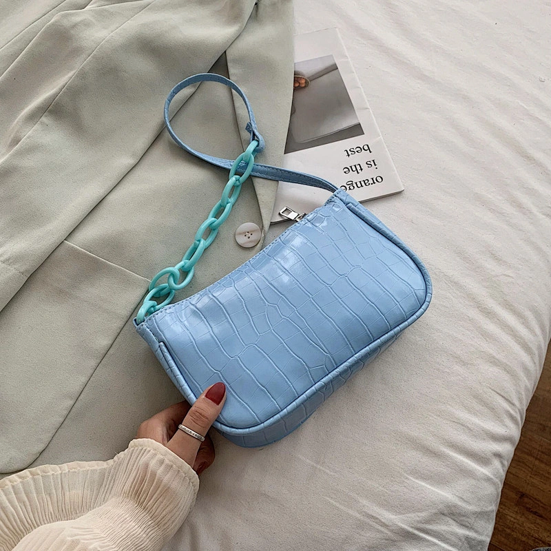 Candy Color Chain Design Small PU Leather Shoulder Bags For Women 2020 Crocodile Pattern Handbags Female Hand Bag