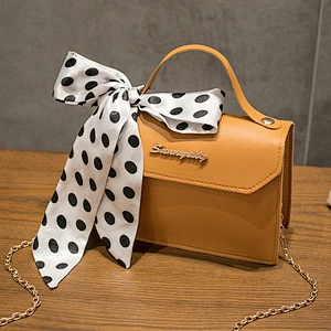 Silk Scarf Decoration PU Handbag 2020 New Korean Trend Gold Chain Shoulder Messenger Bag