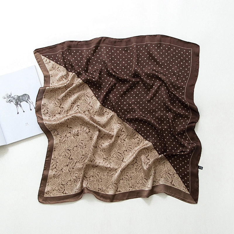 Ladies Silk Scarf Autumn Winter Korean Wild Professional Cashew Flower Small Square Scarf Decoration Work Scarf
