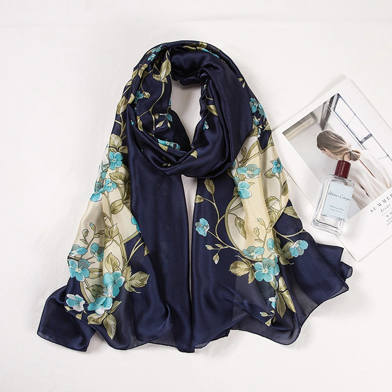 Wholesale 2020 New Style Fashion Women Designer Scarves Fresh Printed Pattern Custom Long Turkish Silk Scarf