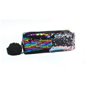 New Style Trendy Plush Ball Zipper Creative Portable Practical Sparkling Sequin Makeup Bags For Ladies