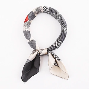 Spring and autumn polka dot houndstooth 70CM scarf multifunctional bound printed silk square scarf