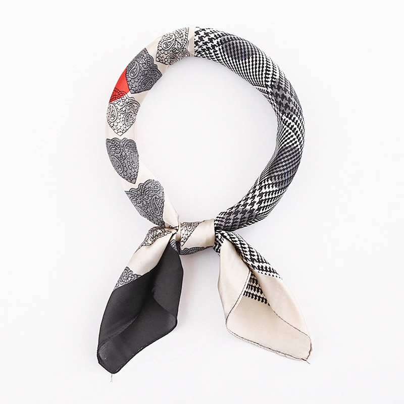 Spring and autumn polka dot houndstooth 70CM scarf multifunctional bound printed silk square scarf