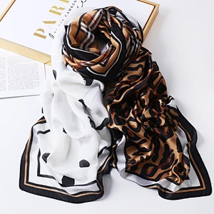 2020 New Leopard Print Polka Dot Silk Scarf Women Spring Autumn Korean Scarf Warm Long Shawl Scarf