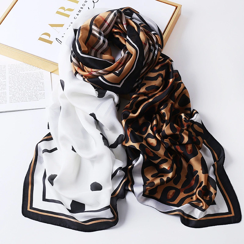 2020 New Leopard Print Polka Dot Silk Scarf Women Spring Autumn Korean Scarf Warm Long Shawl Scarf