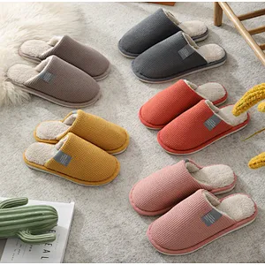 Cotton slippers women's thick-soled winter household home couples indoor warmth non-slip male home floor slippers