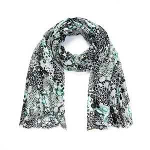 European and American leopard print with gold stamping women's scarf