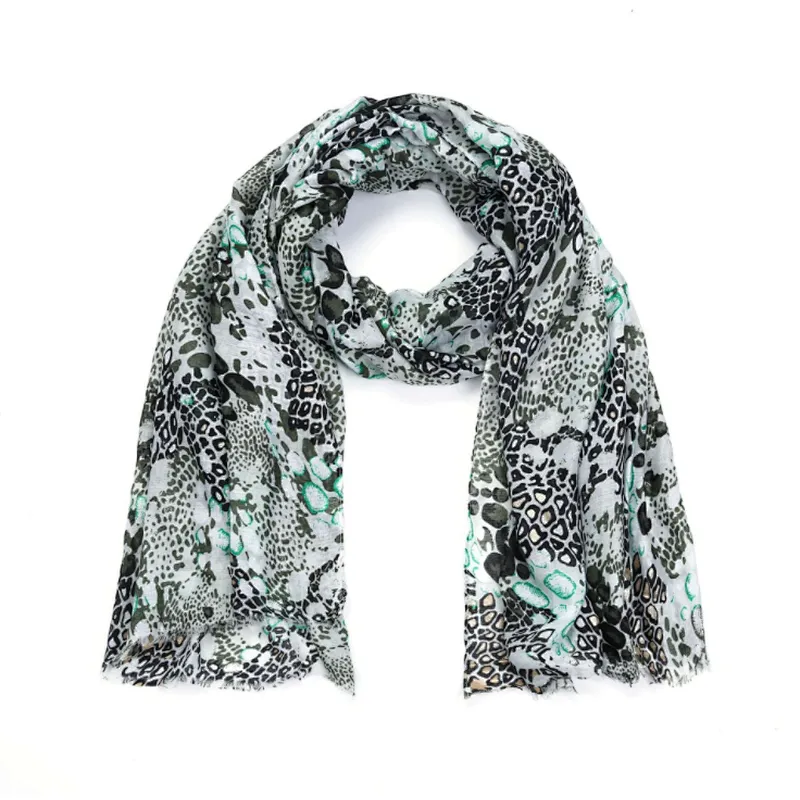 European and American leopard print with gold stamping women's scarf