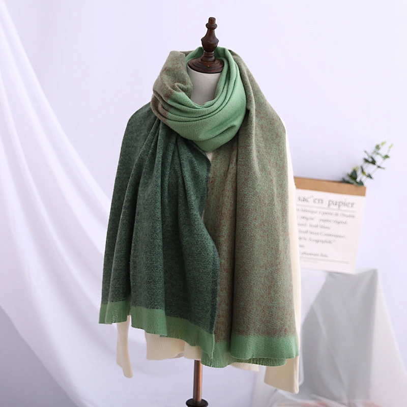 Factory Direct Hot Cashmere Scarf Autumn Winter New Color Matching Fringed Scarf Thick Warm Shawl