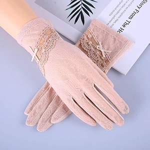 Wholesale Ladies Funky Lace Bow Gloves Non-skid Touch Screen Gloves Ice Silk Sunscreen Gloves