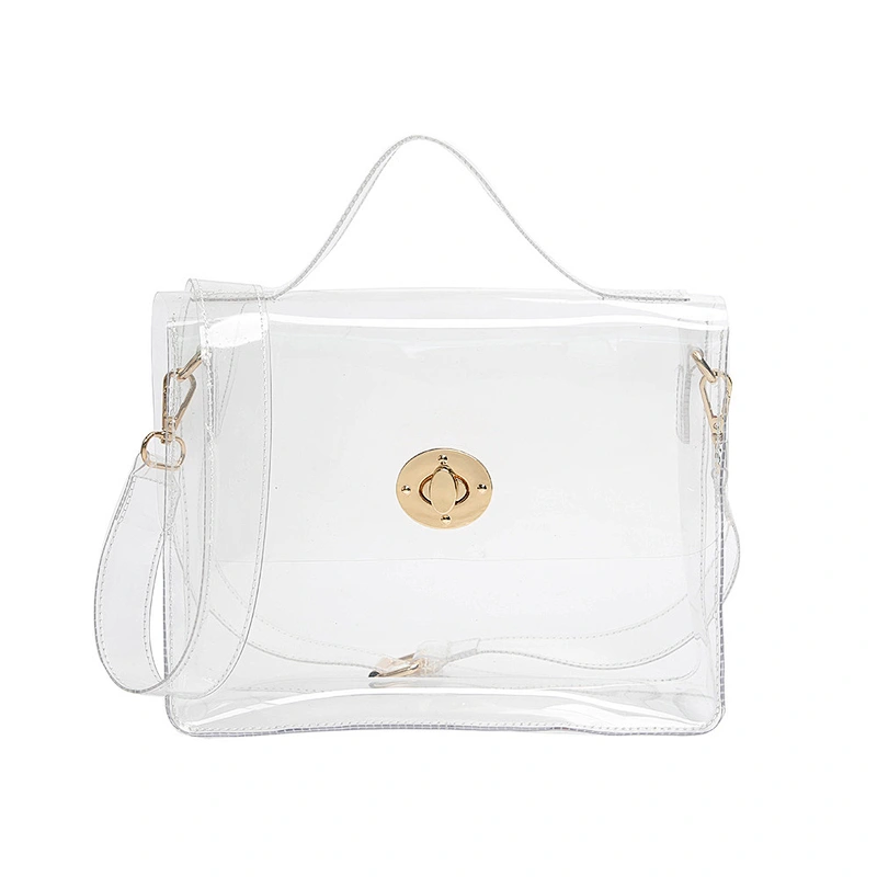 Wholesale customized fashion waterproof high quality women transparent handbag shoulder pvc bags women handbags
