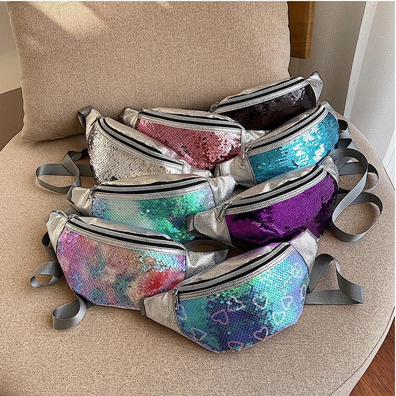 Sequins Holographic Waist Bags Women Wholesale Fanny Pack Waist Pack Girls Laser Chest Women Waist Bum Belt Bag