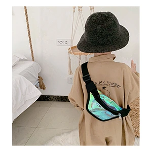Custom Wholesale Kids Clear Pvc Bum Bag Fashion Jelly Laser Fanny Pack Child Holographic Waist Bag