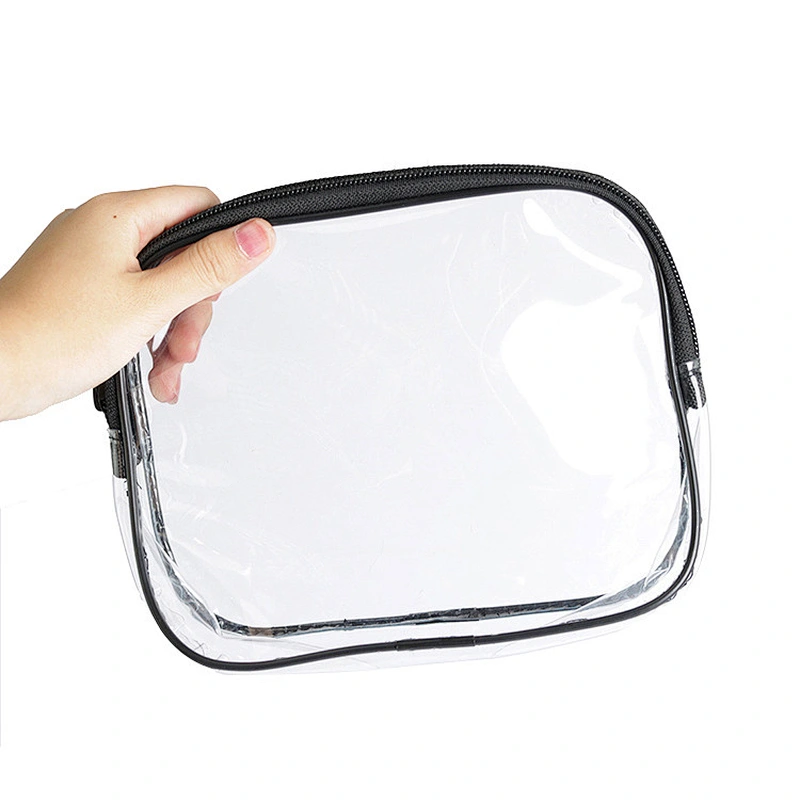 Custom Women Clear Matte Makeup Organizer Pouches Tote Travel Bags Transparent PVC Cosmetic Bag
