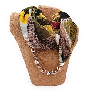 Wholesale 2020 Newest Scarf Jewelry Fashion Pattern Printed Chiffon Small Handmade Women Pendant Jewelry Necklace Scarf