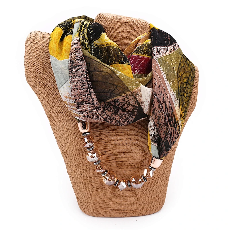Wholesale 2020 Newest Scarf Jewelry Fashion Pattern Printed Chiffon Small Handmade Women Pendant Jewelry Necklace Scarf