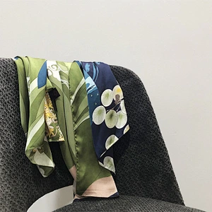 New ukiyo-e printed decoration simple style wild fashion 100% polyester silk feeling satin scarf ladies shawl