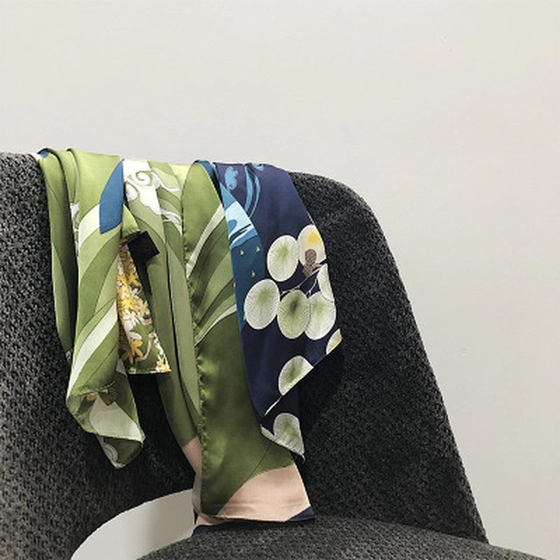 New ukiyo-e printed decoration simple style wild fashion 100% polyester silk feeling satin scarf ladies shawl