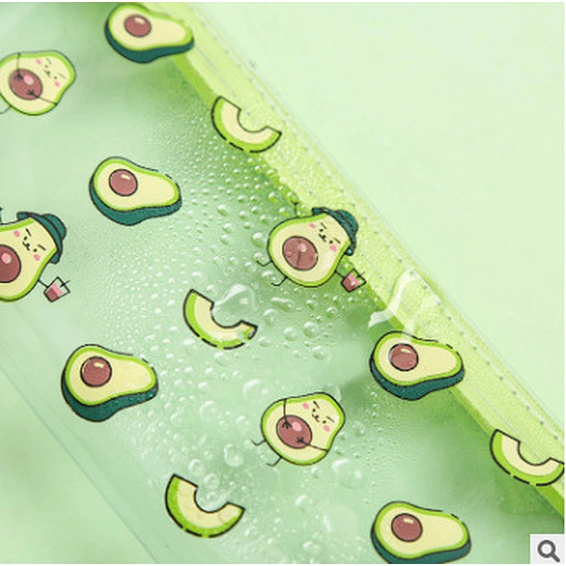 Ins Popular Cute Avocado Transparent Pencil Case Cartoon Pencil Case Bag For Girls