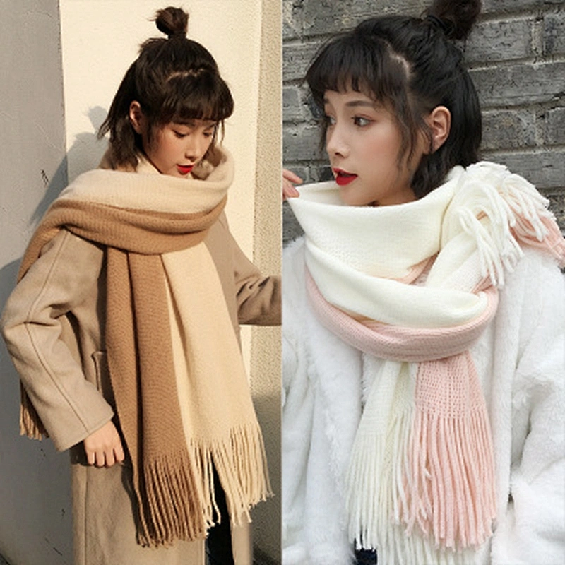 Wholesale Scarf Female Winter Korean Version Winter Warmth Male Students Thick Knitted Woolen Yarn Lengthened Decorative Scarf