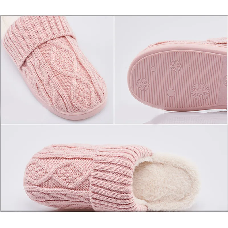 Male Autumn Winter Thick-Soled Cotton Slippers Female Home Couple Household Woolen Yarn Indoor Warm Cotton Slippers