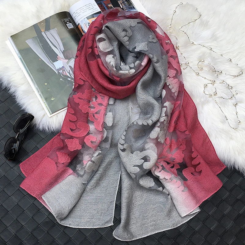 MY Cloud Jacquard Sunscreen Silk Scarf Hijab Scarfs Summer Lady Shawl Beach Cover-ups Scarves Wraps