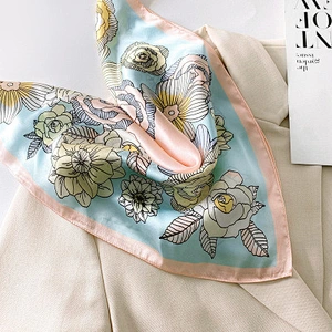 Wholesale floral silk scarves new women's decorative professional small scarf sweet crimped square scarf