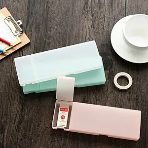 Factory Direct Simple Transparent Frosted Stationery Box Student Plastic Pencil Box Customized Size Printing