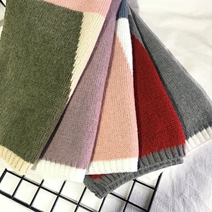 New Scarf Female Winter Korean Version Student Long Scarf Color Matching Wool Double-Sided Knitted Scarf