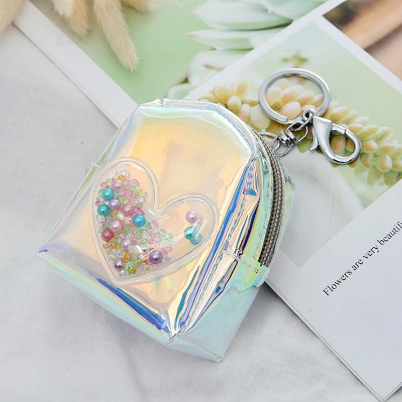 Hot sale laser love coin purse creative mini lady backpack zipper coin purse factory wholesale