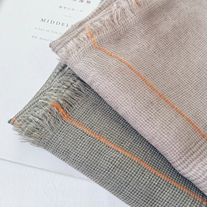 Small plaid scarf female spring and summer cotton and linen tulle beach towel sunscreen shawl scarf