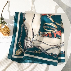 Spring new female fashion small silk scarf chain pattern neck satin scarf bandana for women