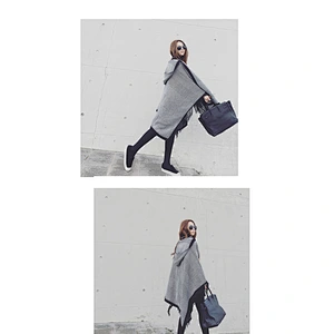 Ladies Shawls Autumn Winter New Cashmere Scarf Korean Style Wild Hooded Cloak Thick Coat Shawl