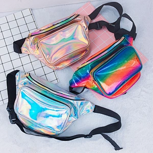 Ladies new laser PU sports waist bag chest bag multifunctional color single shoulder messenger outdoor wholesale customization