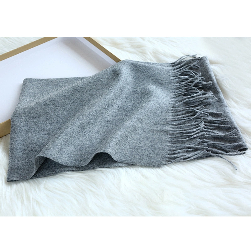 Classic Solid Color Plain High Quality Women Pashmina Water Ripple Long Shawl Thick Cashmere Scarf
