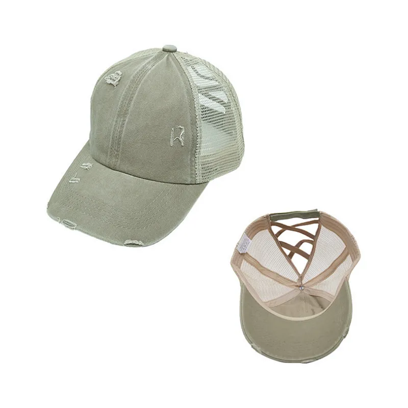 Custom Design Outdoor Baseball Cap Mesh Cap Leopard Girl Trucker Cotton Distressed Washed Mesh Hat