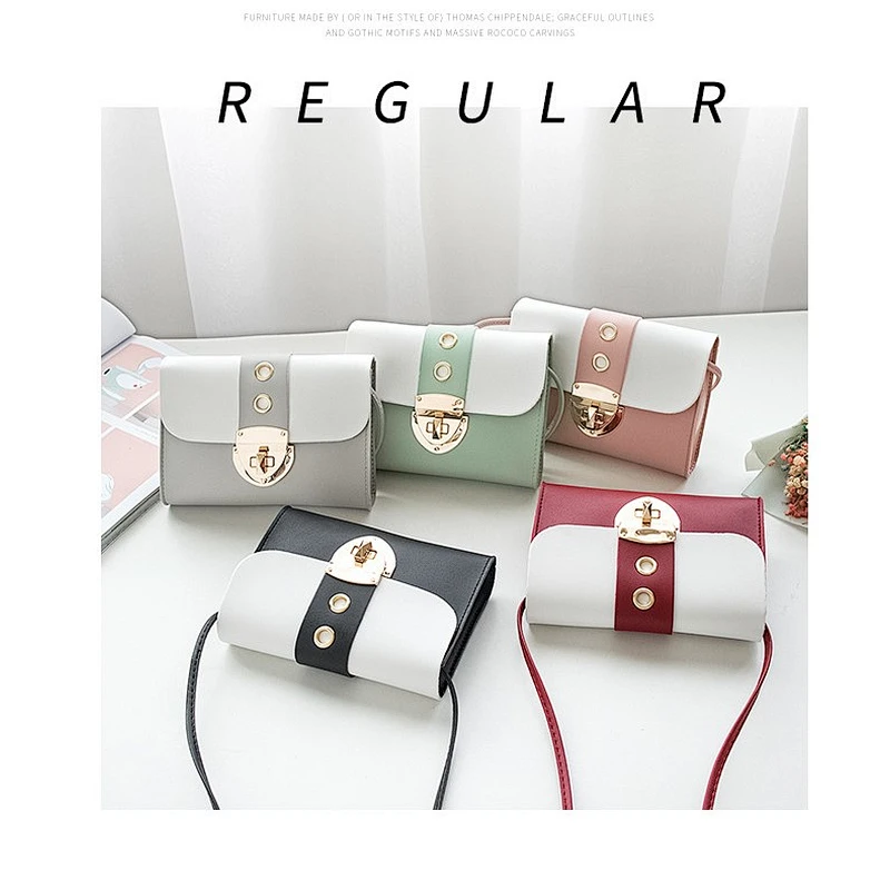 Female 2021 Japan Korea New Lock Casual Small Square Bag Shoulder Messenger Bag Mobile Phone Crossbody Bag