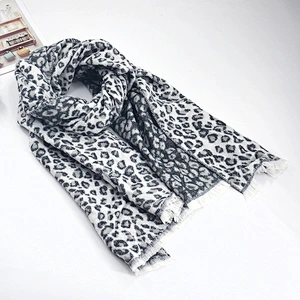 Fashion Winter Cashmere Scarf Female Leopard Print Jacquard Air Conditioning Shawl Thickening Keep Warm Shawls