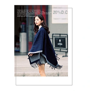 European American Style Split Shawl Cloak Double-Sided Monochrome Cashmere Scarf Warm Oversized Shawl