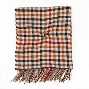 2020 Amazon Hot Sale Shawl Retro Plaid 3 Color Tassel women's cashmere plaid scarf