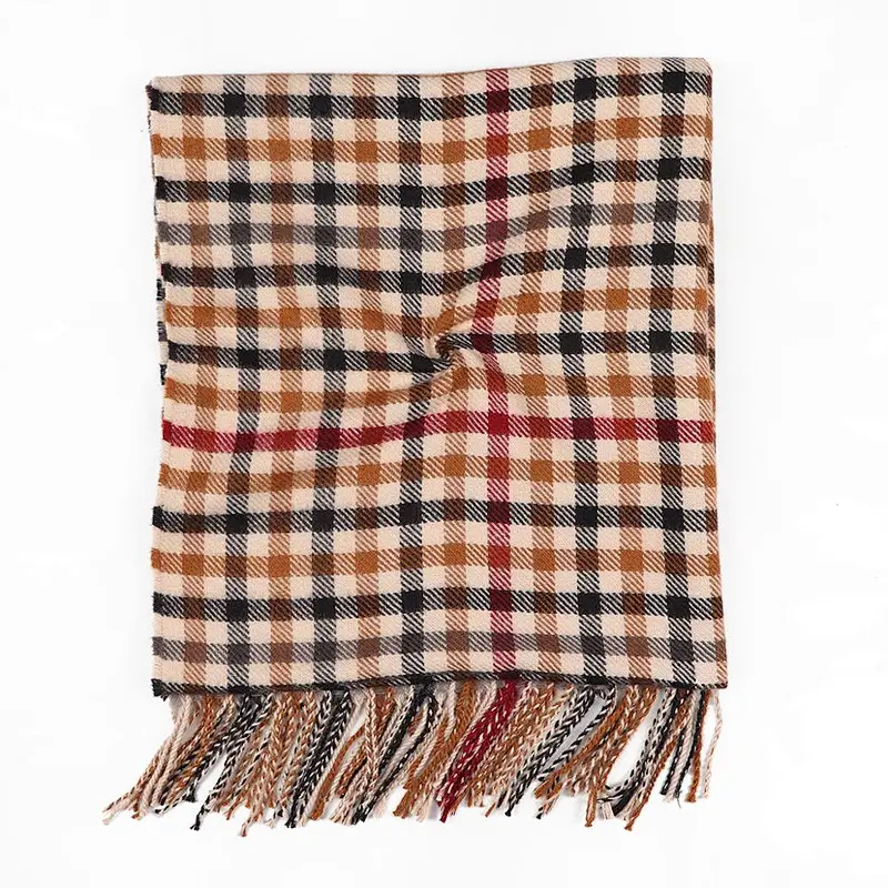 2020 Amazon Hot Sale Shawl Retro Plaid 3 Color Tassel women's cashmere plaid scarf